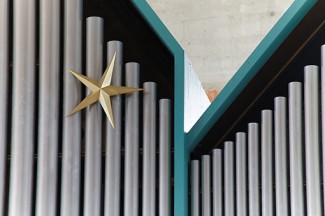 Zimbelstern in der Ott-Orgel der Erlöserkirche, Bayreuth-Altstadt